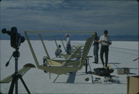 Photograph, Salt Flats, assembly of launch wagon and balloon launch