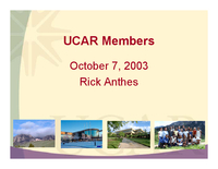 Presentation, UCAR President, October 2003