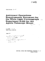 Astronaut Operations Requirements Document for the White Light Coronagraph Experiment S-052 for the Apollo Telescope Mount
