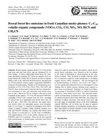Boreal forest fire emissions in fresh Canadian smoke plumes: C1-C10 volatile organic compounds (VOCs), CO₂, CO, NO₂, NO, HCN and CH₃CN
