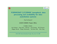 FORMOSAT-3/COSMIC ionospheric data processing and availability for data assimilation systems [presentation]